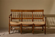 19th century French rush seated hall bench - TallBoy Interiors
