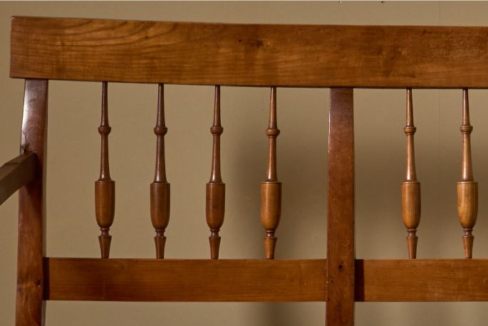 19th century French rush seated hall bench