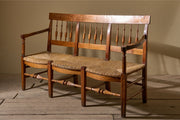 19th century French rush seated hall bench - TallBoy Interiors