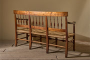 19th century French rush seated hall bench - TallBoy Interiors