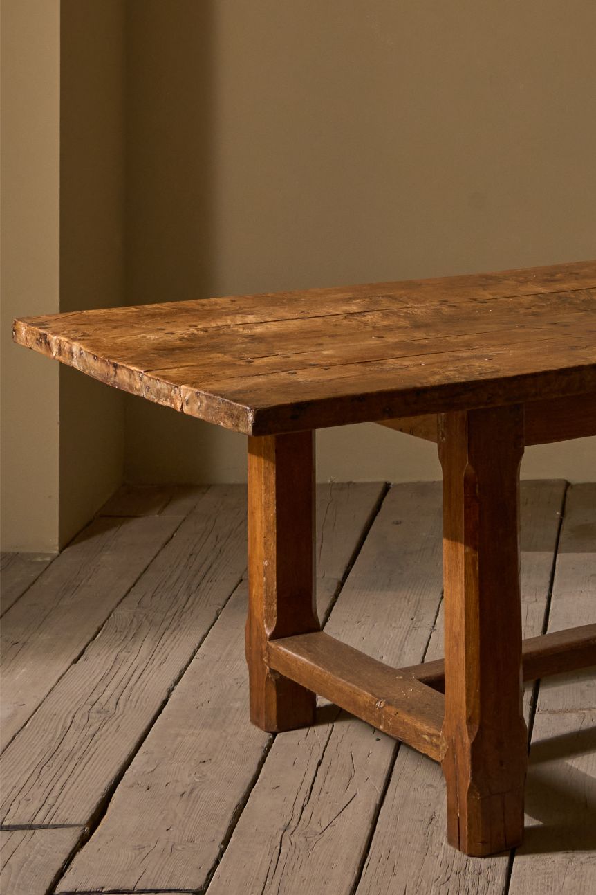 Late 18th century solid elm farmhouse dining table