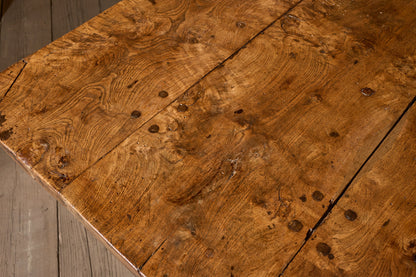 Late 18th century solid elm farmhouse dining table