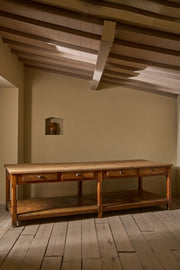 3m 19th century Pine prep table kitchen counter - TallBoy Interiors