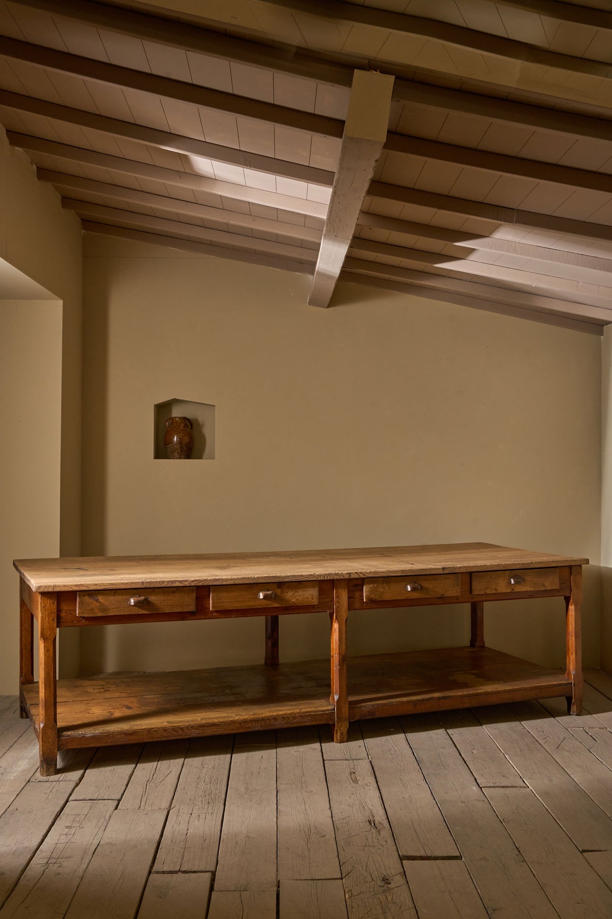 3m 19th century Pine prep table kitchen counter - TallBoy Interiors