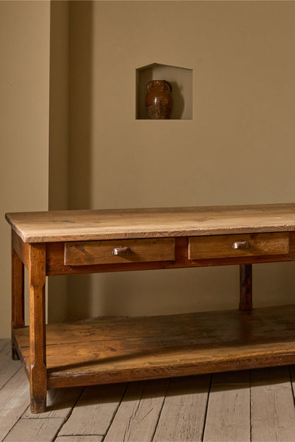 3m 19th century Pine prep table kitchen counter