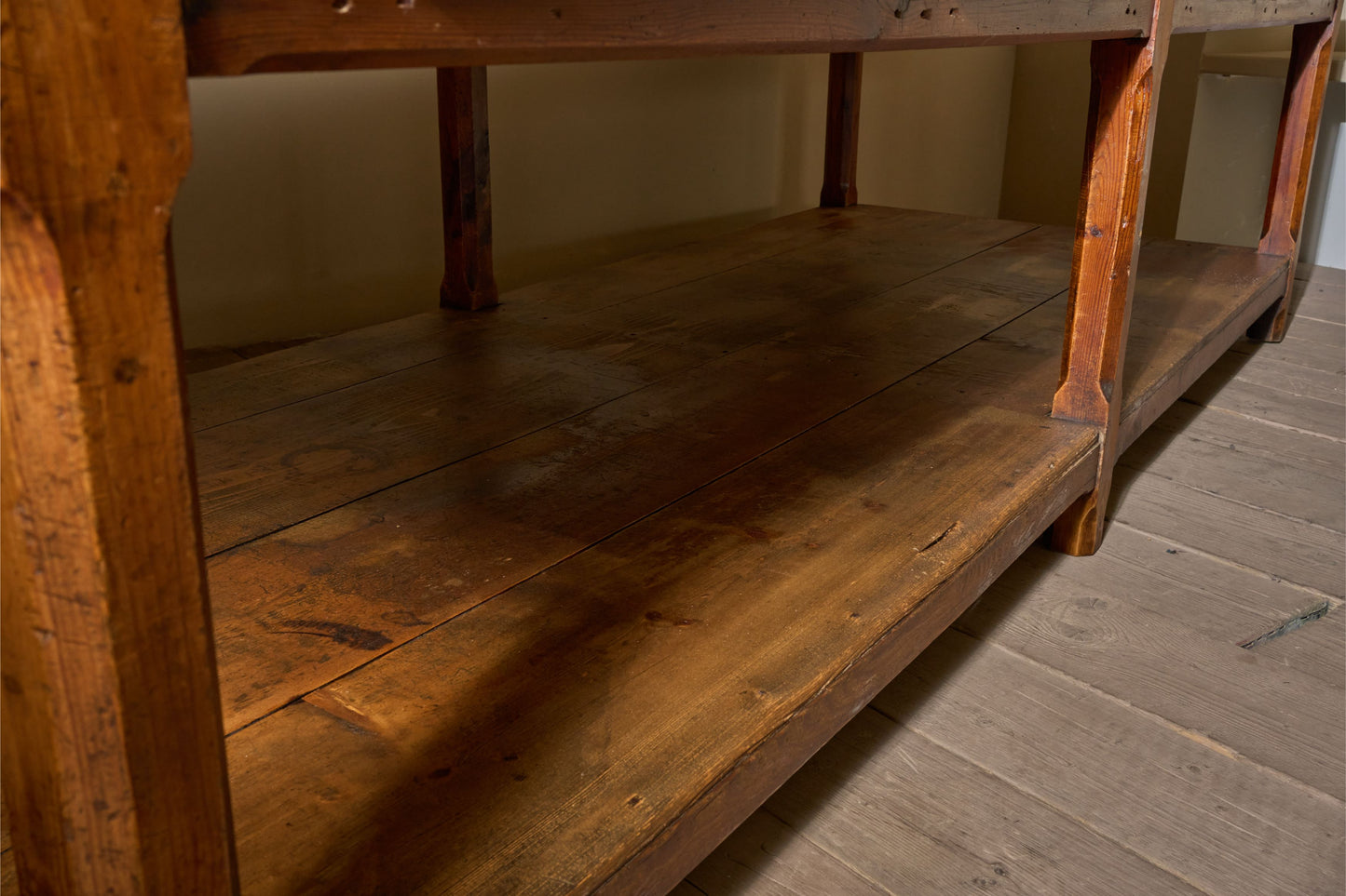 3m 19th century Pine prep table kitchen counter