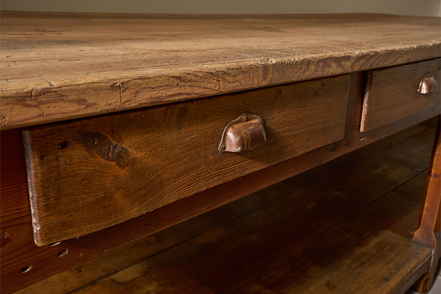 3m 19th century Pine prep table kitchen counter