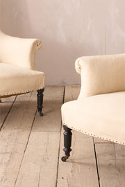 Pair of Large square back Napoleon III armchairs
