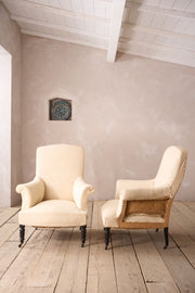 Pair of Large square back Napoleon III armchairs