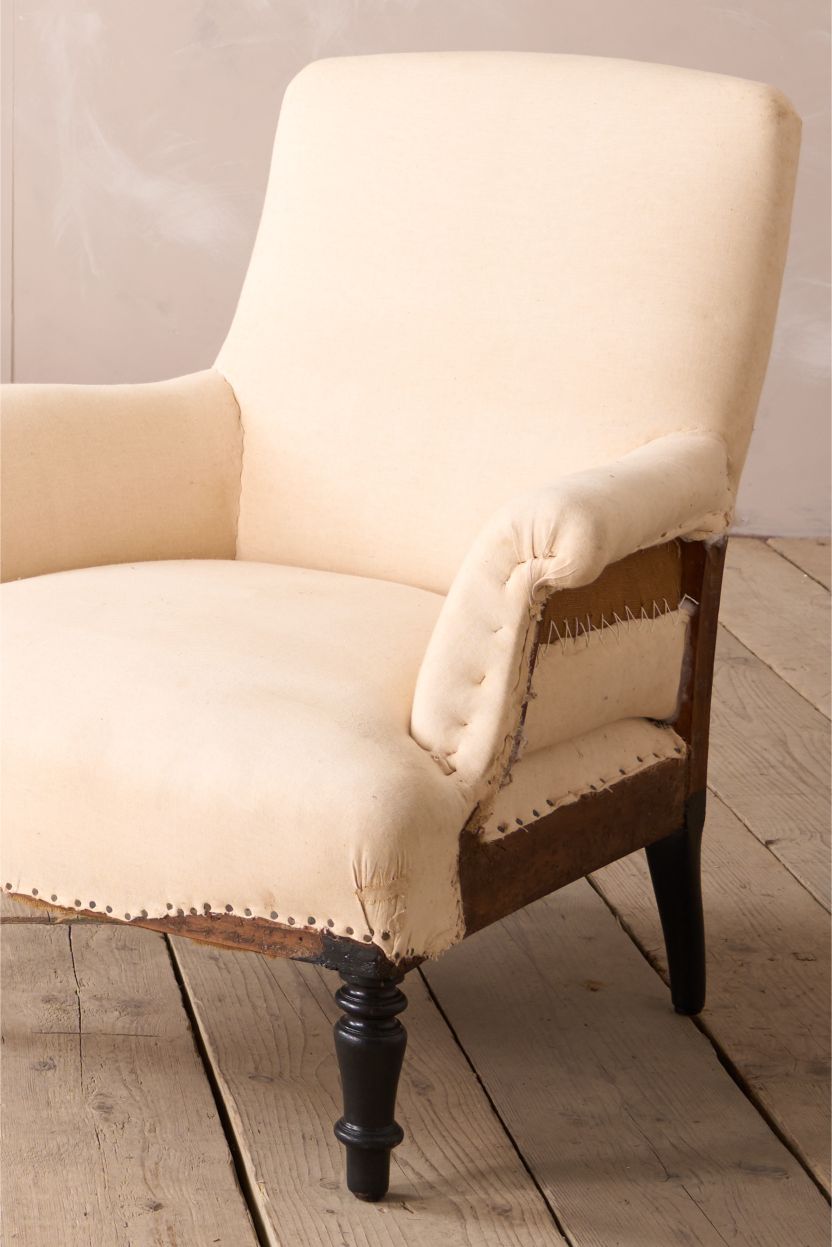 Pair of wide seated Napoleon III square back armchairs