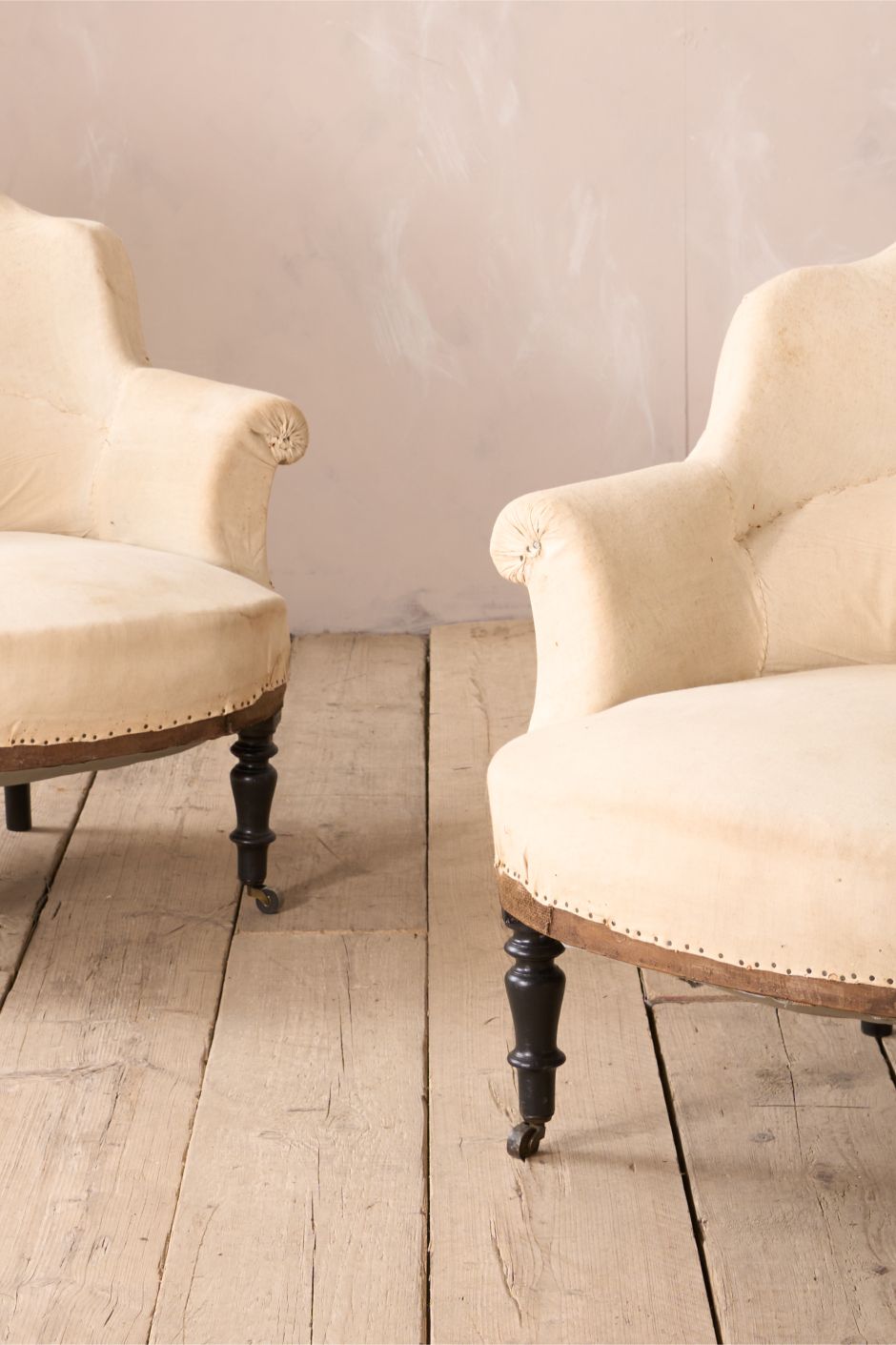 Pair of Napoleon III shield back tub chairs