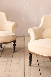 Pair of Napoleon III shield back tub chairs