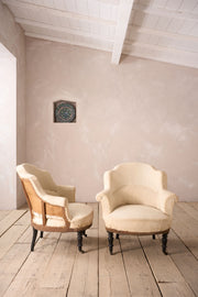 Pair of Napoleon III shield back tub chairs