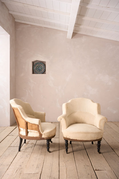 Pair of Napoleon III shield back tub chairs