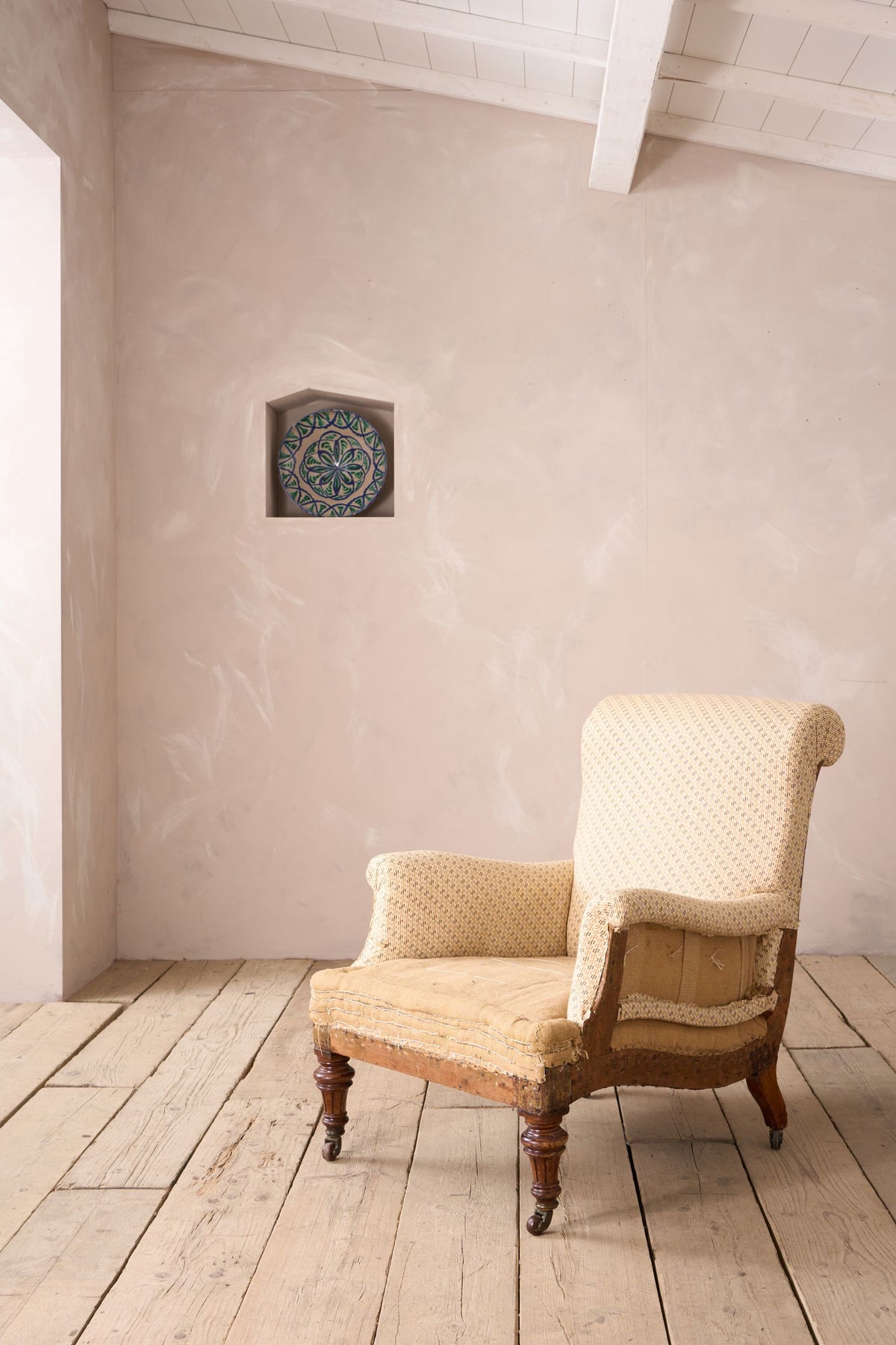 19th century English country house shapely armchair - TallBoy Interiors