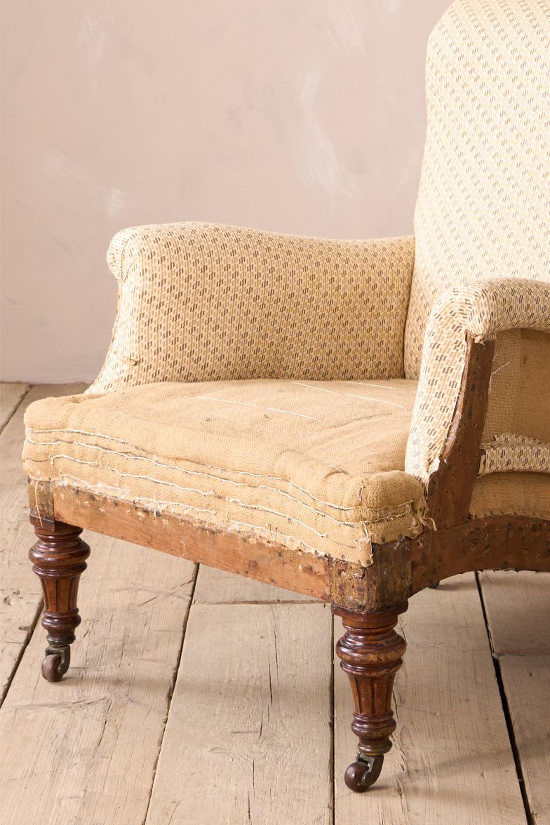 19th century English country house shapely armchair - TallBoy Interiors