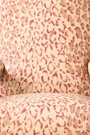 19th century shapely open armchair upholstered in Rose Cumming Sabu