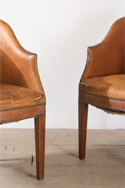 Pair of Early 20th century English bridge tub chairs - TallBoy Interiors