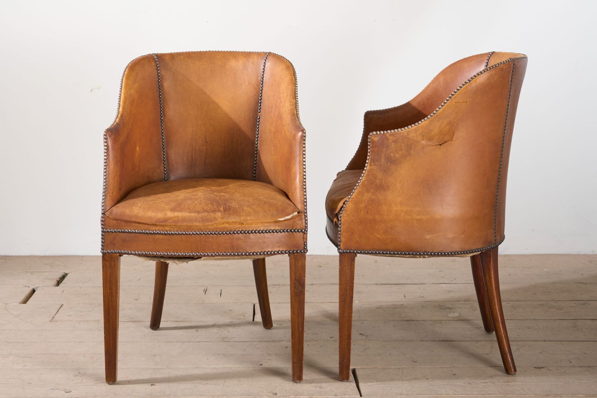 Pair of Early 20th century English bridge tub chairs - TallBoy Interiors