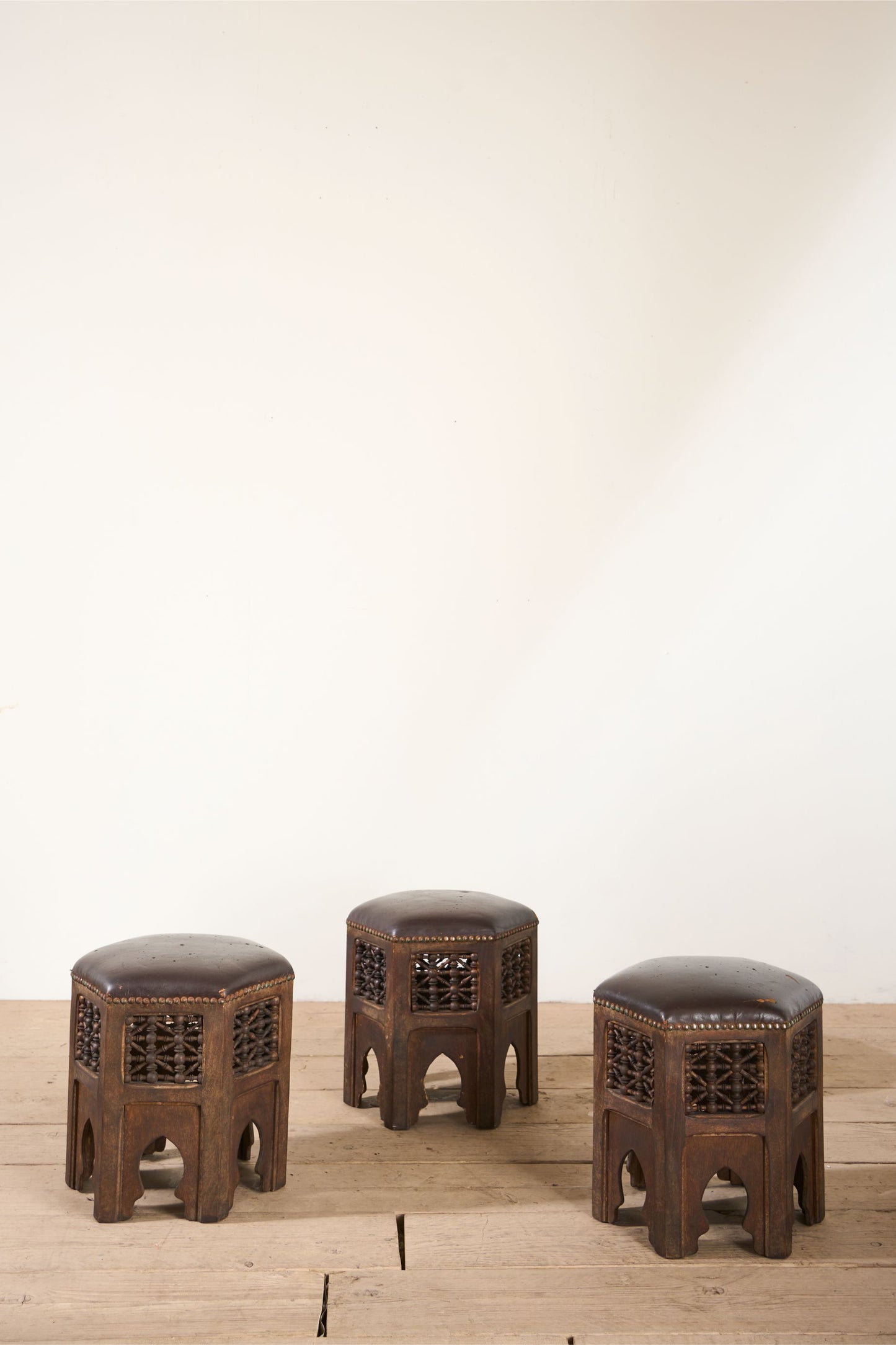 Set of 3 19th century Moorish stools by Liberty - TallBoy Interiors