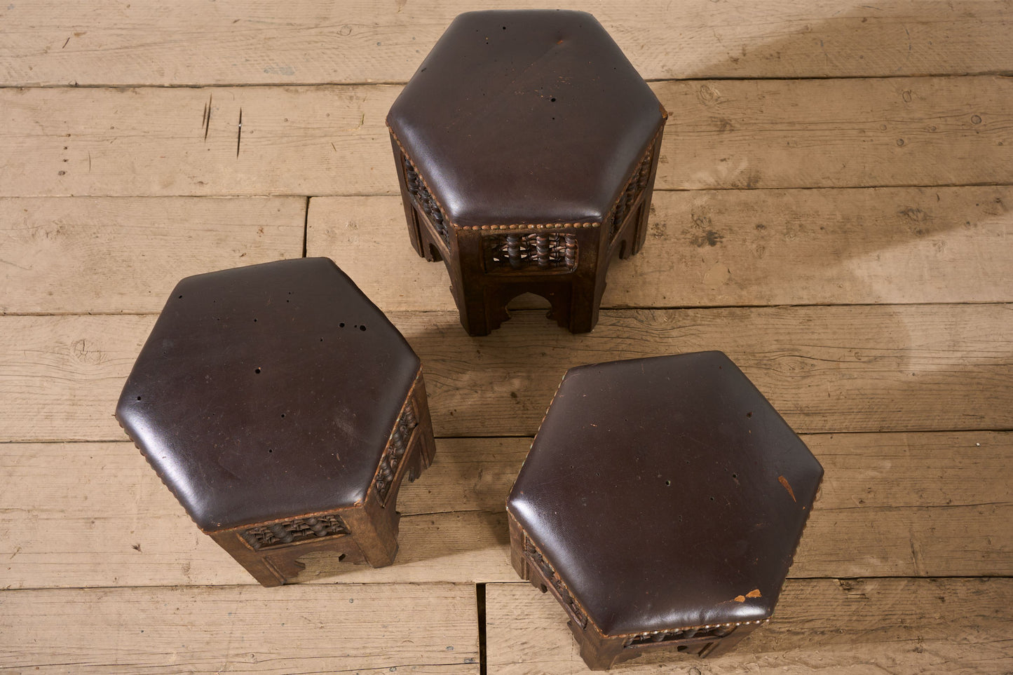 Set of 3 19th century Moorish stools by Liberty - TallBoy Interiors