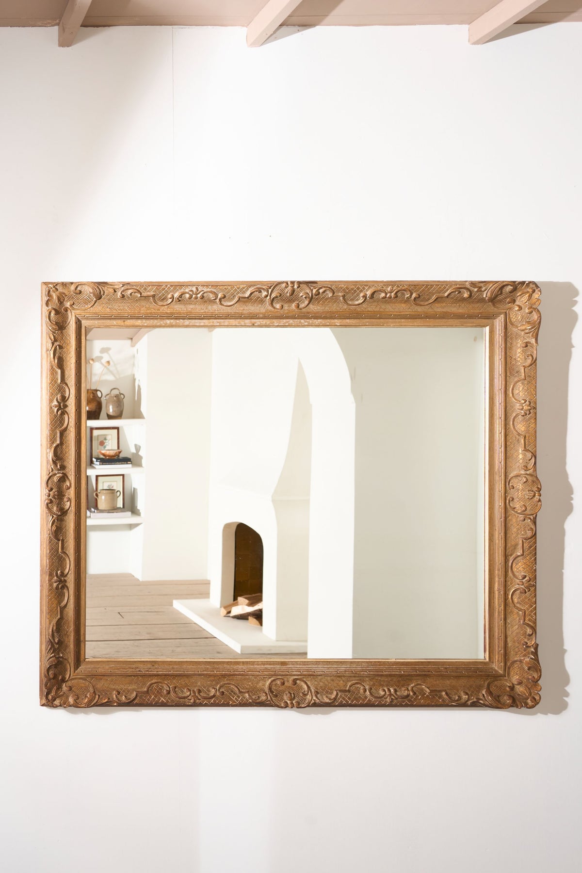 Very large 19th century Worn gilt mirror - TallBoy Interiors
