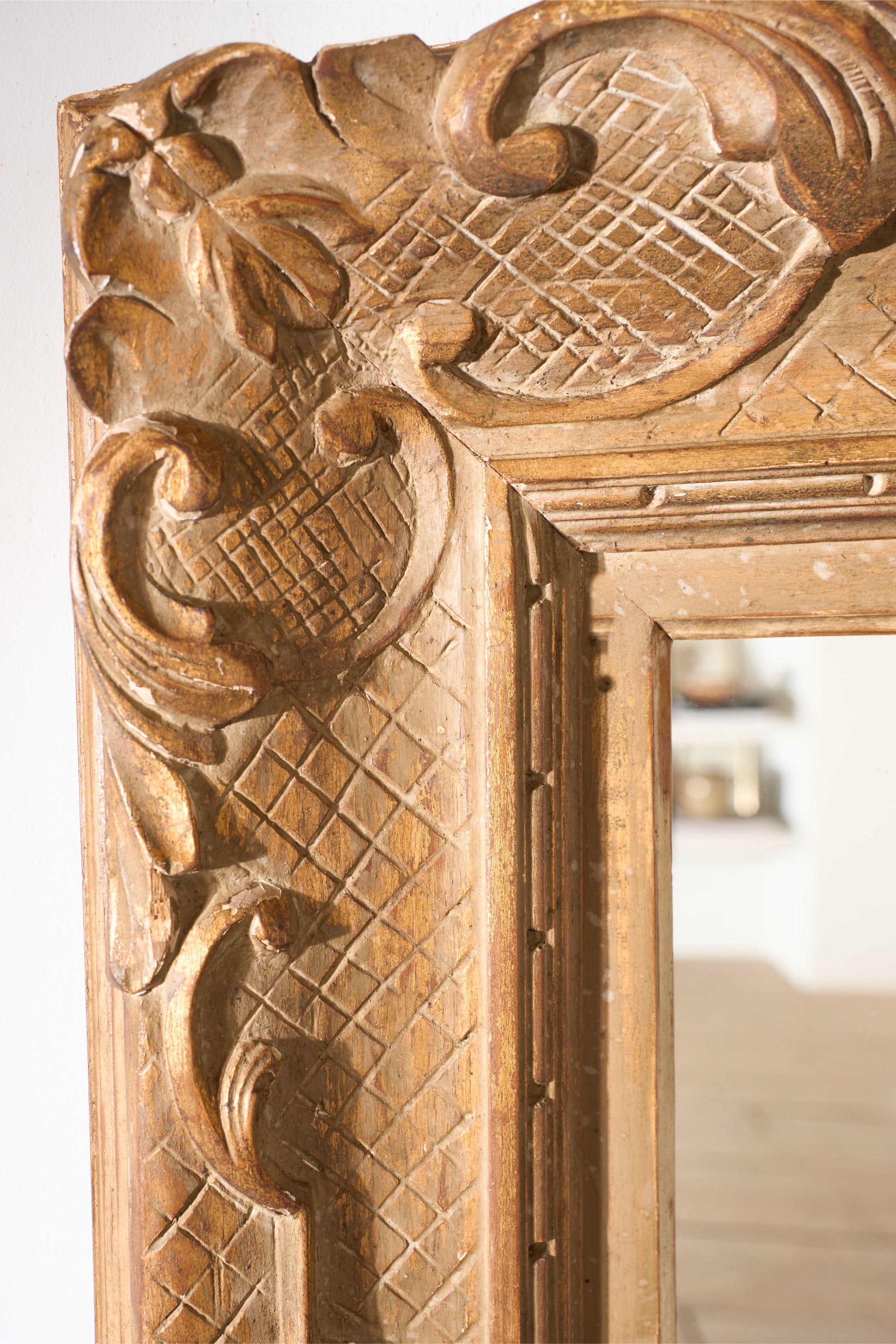 Very large 19th century Worn gilt mirror - TallBoy Interiors