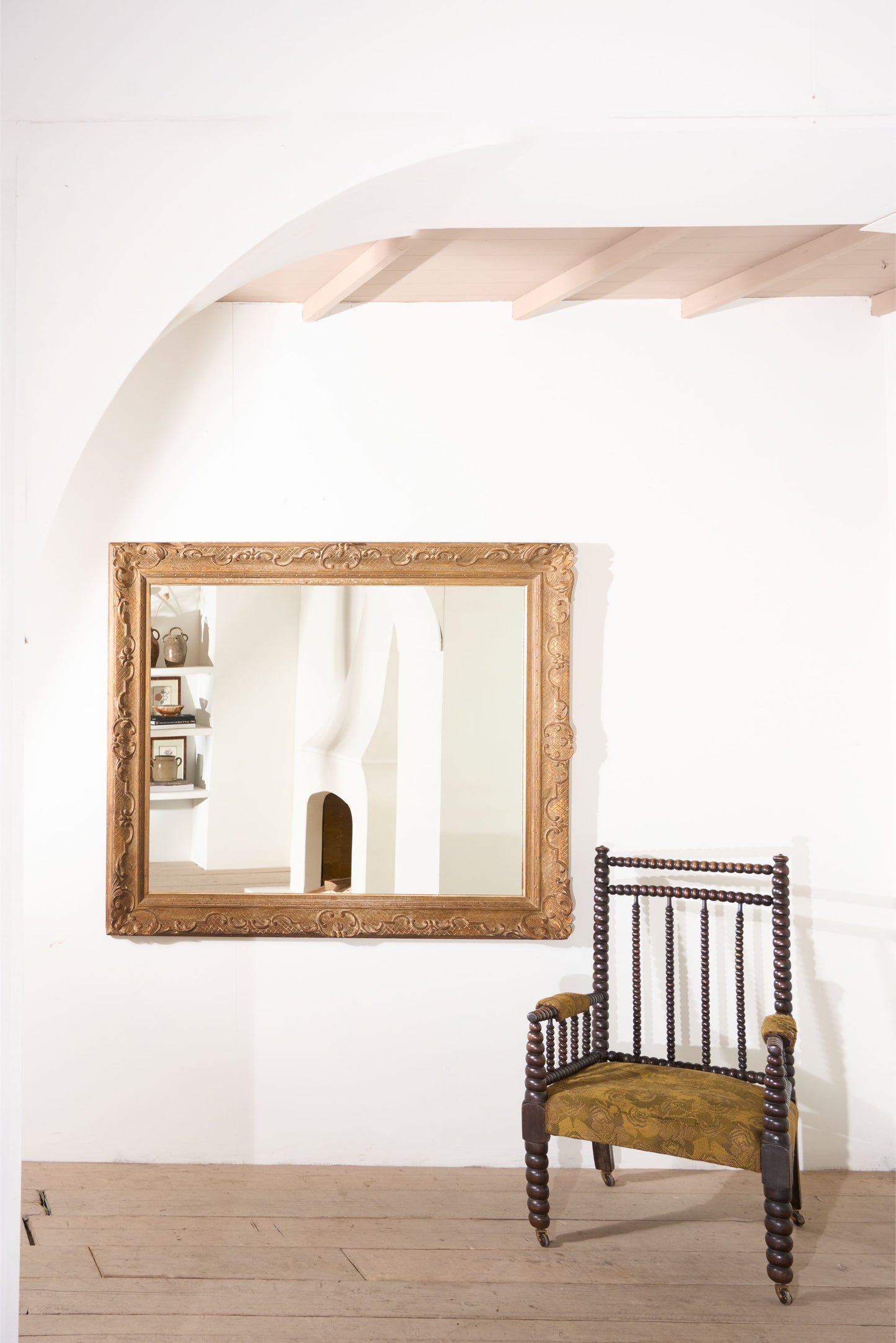 Very large 19th century Worn gilt mirror - TallBoy Interiors