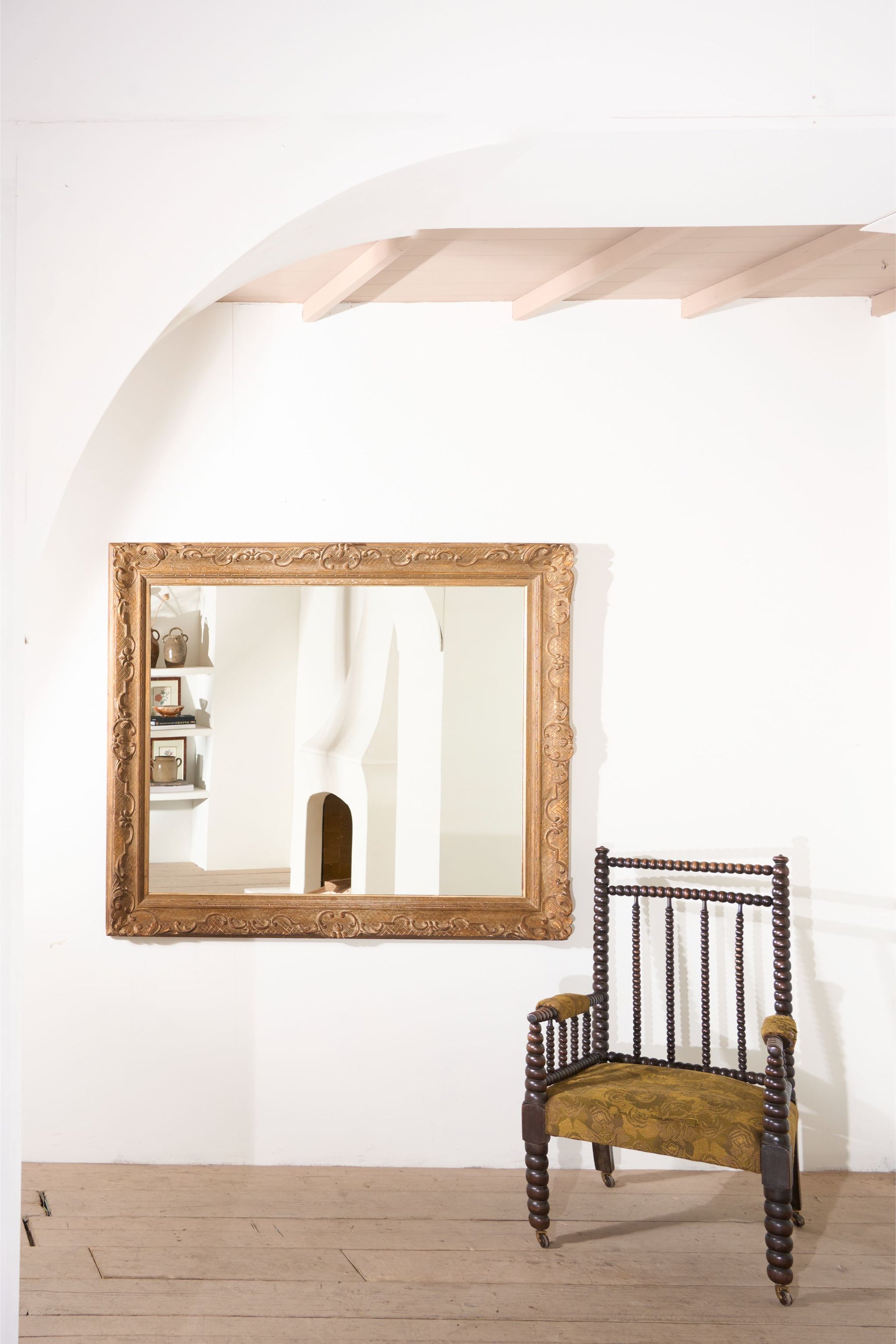 Very large 19th century Worn gilt mirror - TallBoy Interiors