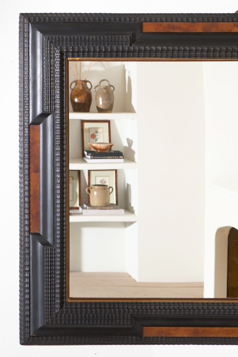 Large 19th Century Italian Ebonised and Faux tortoiseshell mirror - TallBoy Interiors