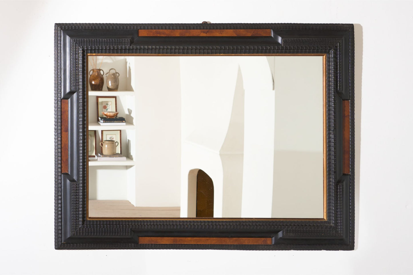 Large 19th Century Italian Ebonised and Faux tortoiseshell mirror - TallBoy Interiors