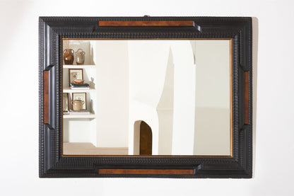 Large 19th Century Italian Ebonised and Faux tortoiseshell mirror - TallBoy Interiors