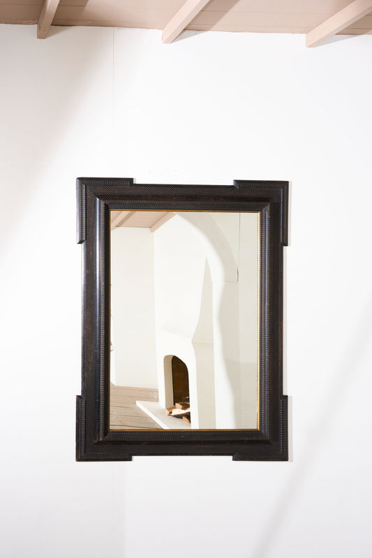 Unusual 19th Century Ebonised Italian wall mirror - TallBoy Interiors