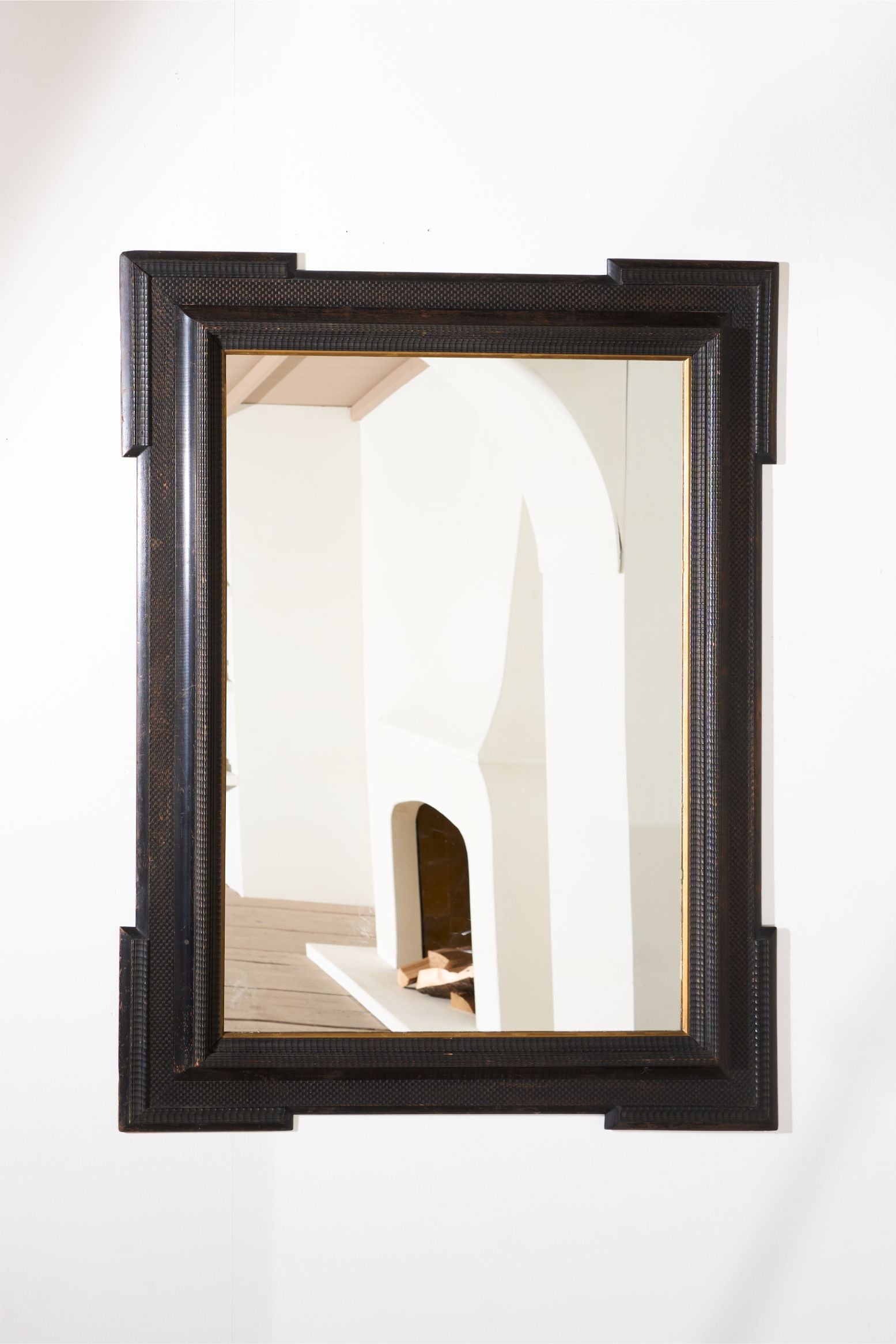 Unusual 19th Century Ebonised Italian wall mirror - TallBoy Interiors