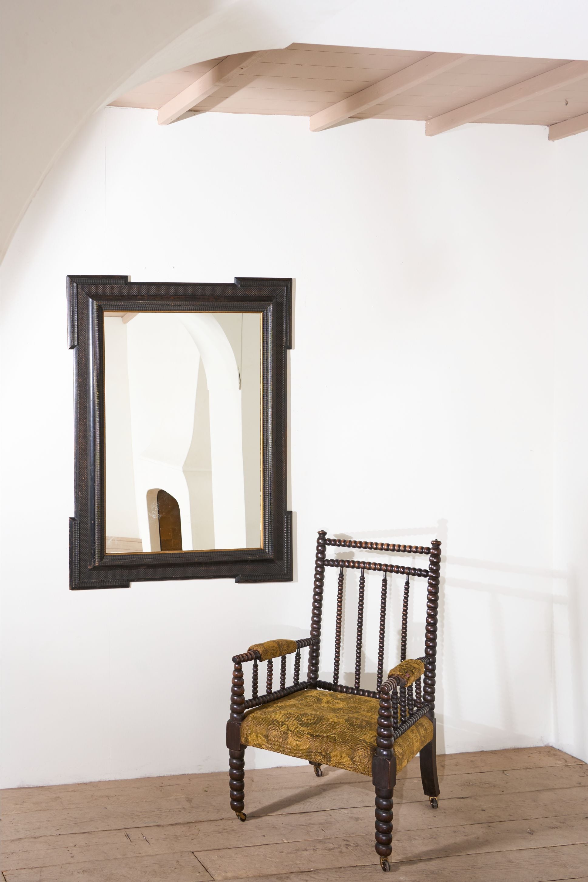 Unusual 19th Century Ebonised Italian wall mirror - TallBoy Interiors