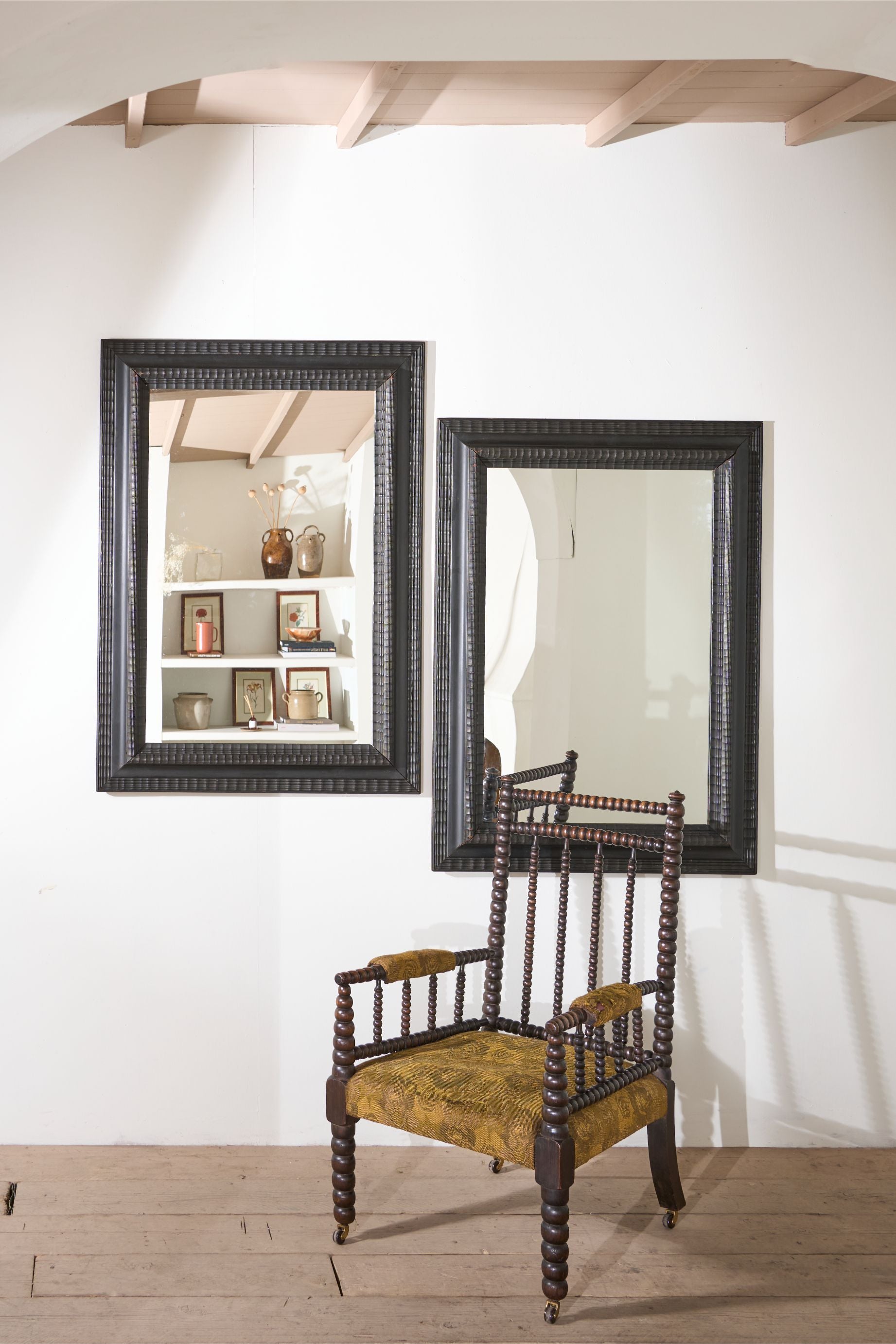 Pair of large 19th Century Ebonised Italian wall mirrors - TallBoy Interiors