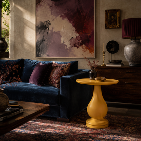 'Loch' wood turned and lacquered side table - North Sea
