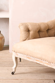 19th century French buttoned square back armchair - TallBoy Interiors