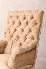 19th century French buttoned square back armchair - TallBoy Interiors