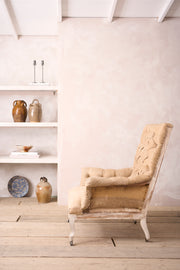 19th century French buttoned square back armchair - TallBoy Interiors
