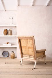19th century French buttoned square back armchair - TallBoy Interiors