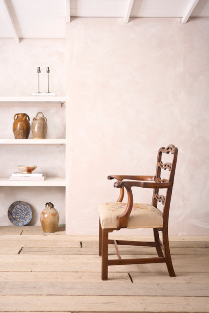 Georgian mahogany ladder back open armchair
