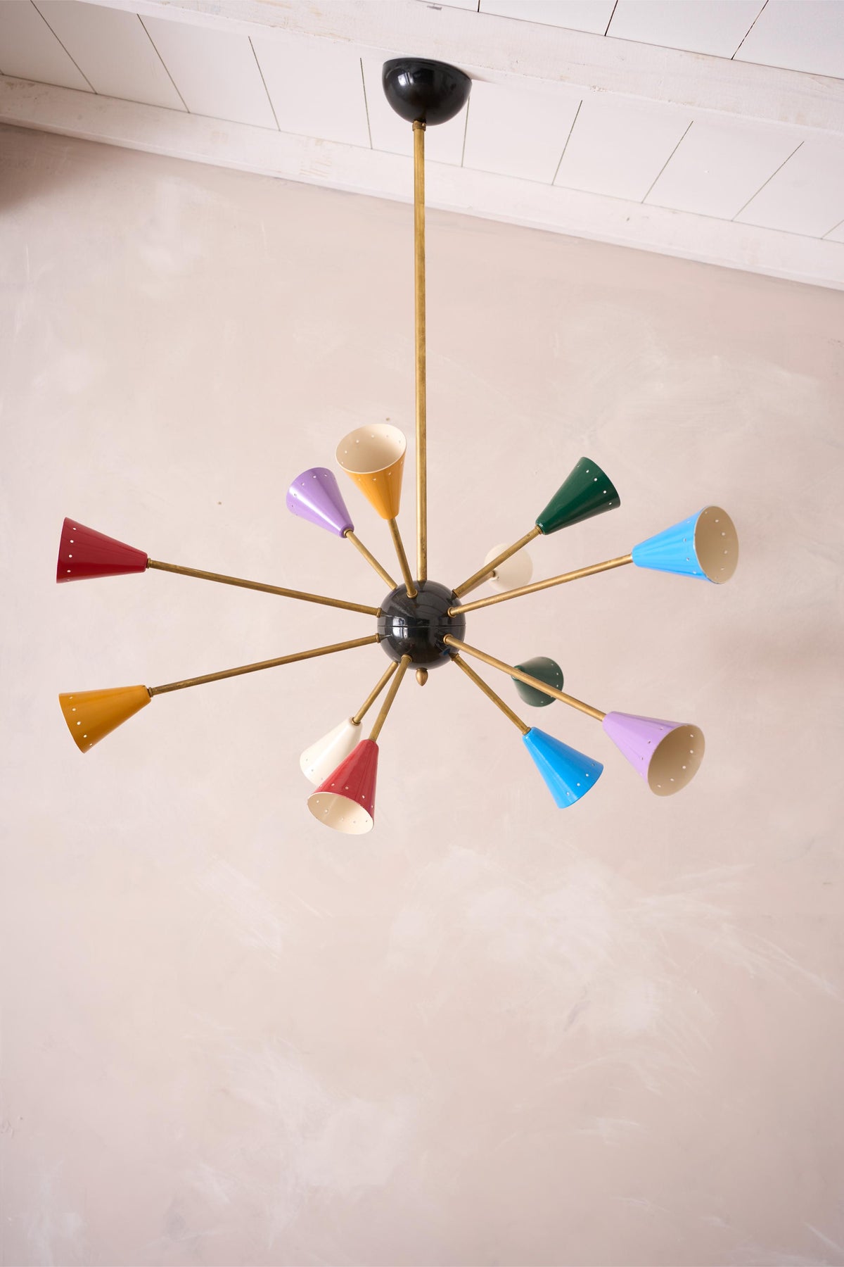 Mid century Italian brass and coloured Atomic light - TallBoy Interiors