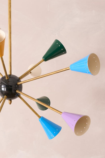 Mid century Italian brass and coloured Atomic light