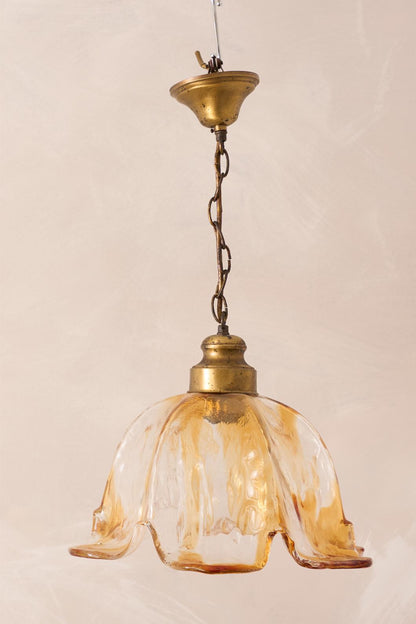 Spanish Amber glass tulip pendant lights - 5 available