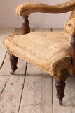 19th century Victorian square back open armchair