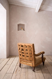 19th century Victorian square back open armchair