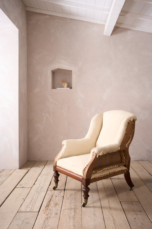 Early Victorian unusual shaped large armchair