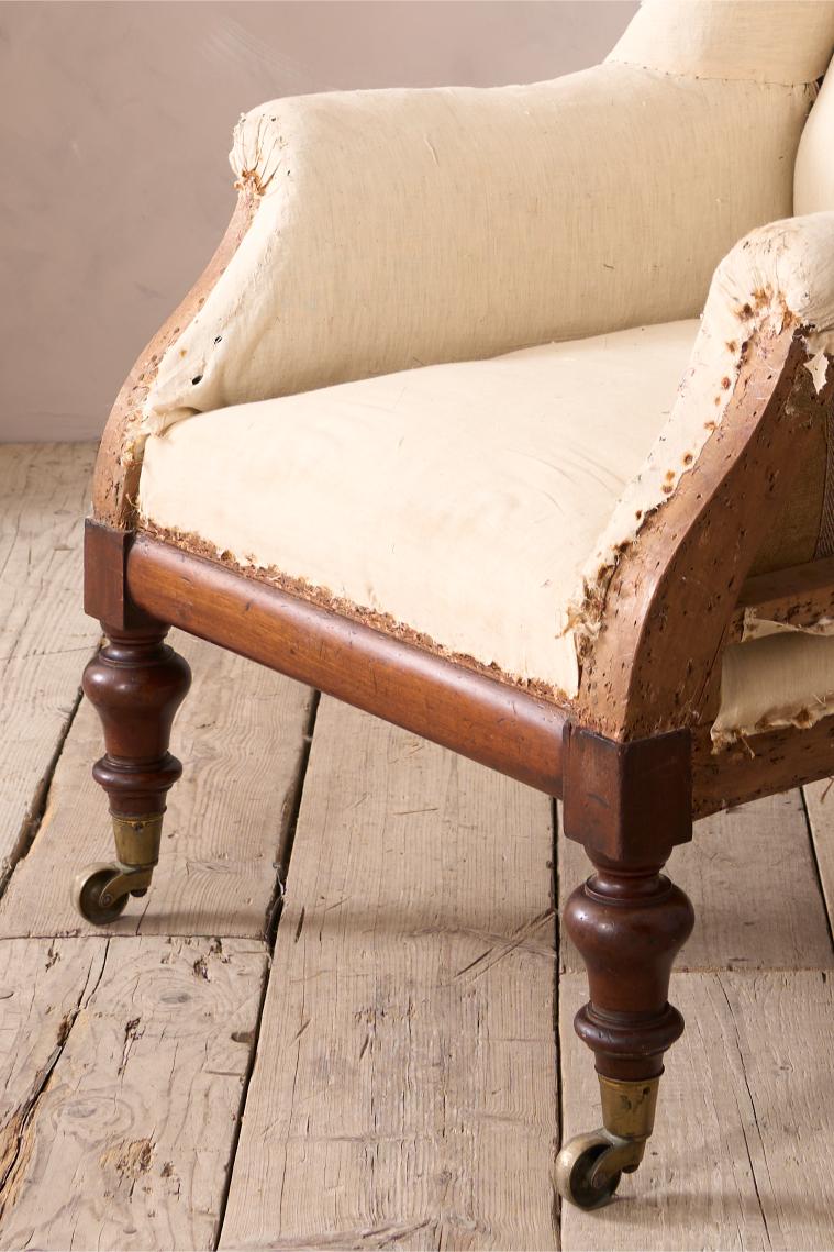 Early Victorian unusual shaped large armchair