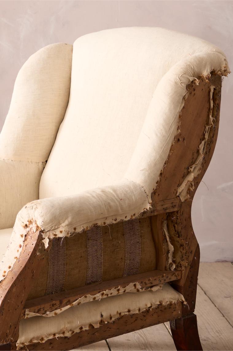 Early Victorian unusual shaped large armchair